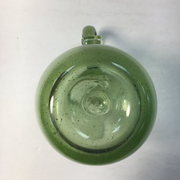 Vintage Green Glass Pitcher With Heart-Shaped Top 5" High - Picture 4 of 7